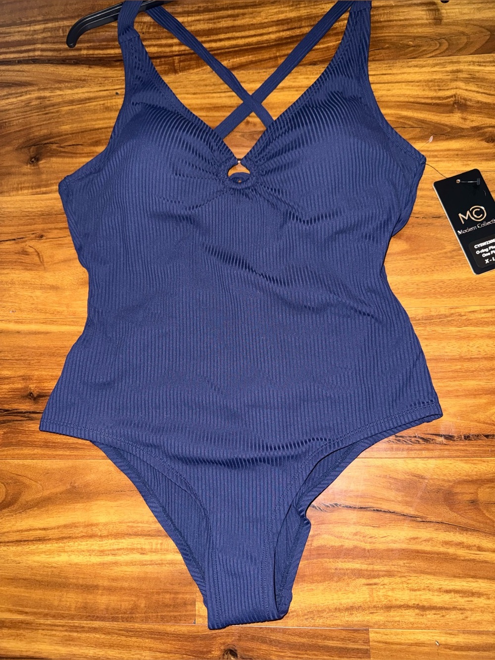 Modern Collective Navy Ribbed One-Piece Swimsuit — Women's